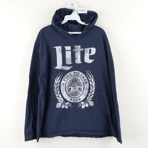 Vintage Miller Lite Beer Hoodie Sweatshirt Blue